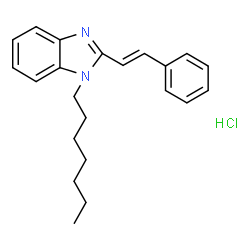 ChemSpider 2D Image | 1-Heptyl-2-[(E)-2-phenylvinyl]-1H-benzimidazole hydrochloride (1:1) | C22H27ClN2