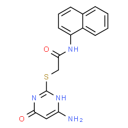 ChemSpider 2D Image | 2-[(4-Amino-6-oxo-1,6-dihydropyrimidin-2-yl)sulfanyl]-N-(1-naphthyl)acetamide | C16H14N4O2S
