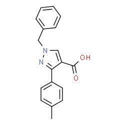 ChemSpider 2D Image | 1-Benzyl-3-(4-methylphenyl)-1H-pyrazole-4-carboxylic acid | C18H16N2O2