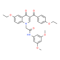 ChemSpider 2D Image | N-(3,5-Dimethoxyphenyl)-2-[6-ethoxy-3-(4-ethoxybenzoyl)-4-oxo-1(4H)-quinolinyl]acetamide | C30H30N2O7