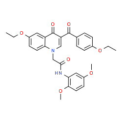 ChemSpider 2D Image | N-(2,5-Dimethoxyphenyl)-2-[6-ethoxy-3-(4-ethoxybenzoyl)-4-oxo-1(4H)-quinolinyl]acetamide | C30H30N2O7