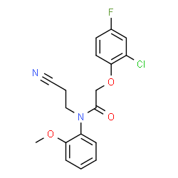ChemSpider 2D Image | 2-(2-Chloro-4-fluorophenoxy)-N-(2-cyanoethyl)-N-(2-methoxyphenyl)acetamide | C18H16ClFN2O3