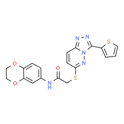 ChemSpider 2D Image | N-(2,3-Dihydro-1,4-benzodioxin-6-yl)-2-{[3-(2-thienyl)[1,2,4]triazolo[4,3-b]pyridazin-6-yl]sulfanyl}acetamide | C19H15N5O3S2