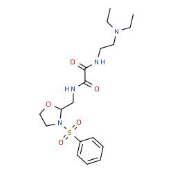 ChemSpider 2D Image | N-[2-(Diethylamino)ethyl]-N'-{[3-(phenylsulfonyl)-1,3-oxazolidin-2-yl]methyl}ethanediamide | C18H28N4O5S