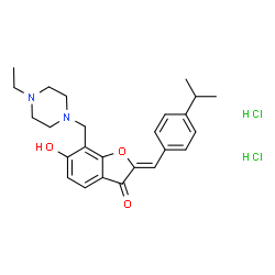 ChemSpider 2D Image | (2Z)-7-[(4-Ethyl-1-piperazinyl)methyl]-6-hydroxy-2-(4-isopropylbenzylidene)-1-benzofuran-3(2H)-one dihydrochloride | C25H32Cl2N2O3