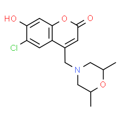 ChemSpider 2D Image | 6-Chloro-4-[(2,6-dimethyl-4-morpholinyl)methyl]-7-hydroxy-2H-chromen-2-one | C16H18ClNO4