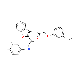 ChemSpider 2D Image | N-(3,4-Difluorophenyl)-3-{[(3-methoxyphenoxy)acetyl]amino}-1-benzofuran-2-carboxamide | C24H18F2N2O5
