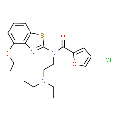 ChemSpider 2D Image | N-[2-(Diethylamino)ethyl]-N-(4-ethoxy-1,3-benzothiazol-2-yl)-2-furamide hydrochloride (1:1) | C20H26ClN3O3S