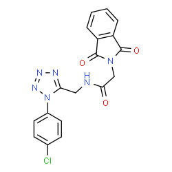 ChemSpider 2D Image | N-{[1-(4-Chlorophenyl)-1H-tetrazol-5-yl]methyl}-2-(1,3-dioxo-1,3-dihydro-2H-isoindol-2-yl)acetamide | C18H13ClN6O3