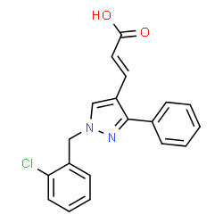 ChemSpider 2D Image | (2E)-3-[1-(2-Chlorobenzyl)-3-phenyl-1H-pyrazol-4-yl]acrylic acid | C19H15ClN2O2