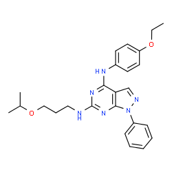 ChemSpider 2D Image | N~4~-(4-Ethoxyphenyl)-N~6~-(3-isopropoxypropyl)-1-phenyl-1H-pyrazolo[3,4-d]pyrimidine-4,6-diamine | C25H30N6O2