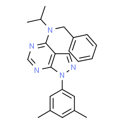 ChemSpider 2D Image | N-Benzyl-1-(3,5-dimethylphenyl)-N-isopropyl-1H-pyrazolo[3,4-d]pyrimidin-4-amine | C23H25N5