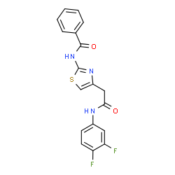 ChemSpider 2D Image | N-(4-{2-[(3,4-Difluorophenyl)amino]-2-oxoethyl}-1,3-thiazol-2-yl)benzamide | C18H13F2N3O2S