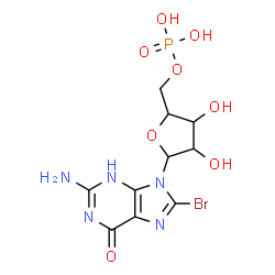ChemSpider 2D Image | 2-Amino-8-bromo-9-(5-O-phosphonopentofuranosyl)-3,9-dihydro-6H-purin-6-one | C10H13BrN5O8P