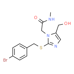 ChemSpider 2D Image | 2-{2-[(4-Bromobenzyl)sulfanyl]-5-(hydroxymethyl)-1H-imidazol-1-yl}-N-methylacetamide | C14H16BrN3O2S