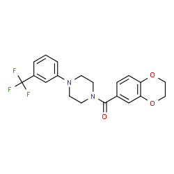 ChemSpider 2D Image | 2,3-Dihydro-1,4-benzodioxin-6-yl{4-[3-(trifluoromethyl)phenyl]-1-piperazinyl}methanone | C20H19F3N2O3