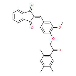 ChemSpider 2D Image | 2-{3-Methoxy-4-[2-oxo-2-(2,4,5-trimethylphenyl)ethoxy]benzylidene}-1H-indene-1,3(2H)-dione | C28H24O5
