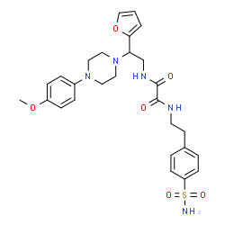 ChemSpider 2D Image | N-{2-(2-Furyl)-2-[4-(4-methoxyphenyl)-1-piperazinyl]ethyl}-N'-[2-(4-sulfamoylphenyl)ethyl]ethanediamide | C27H33N5O6S