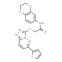 ChemSpider 2D Image | N-(2,3-Dihydro-1,4-benzodioxin-6-yl)-2-{[6-(2-thienyl)[1,2,4]triazolo[4,3-b]pyridazin-3-yl]sulfanyl}acetamide | C19H15N5O3S2