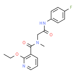 ChemSpider 2D Image | 2-Ethoxy-N-{2-[(4-fluorophenyl)amino]-2-oxoethyl}-N-methylnicotinamide | C17H18FN3O3