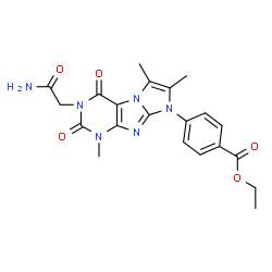 ChemSpider 2D Image | Ethyl 4-[3-(2-amino-2-oxoethyl)-1,6,7-trimethyl-2,4-dioxo-1,2,3,4-tetrahydro-8H-imidazo[2,1-f]purin-8-yl]benzoate | C21H22N6O5