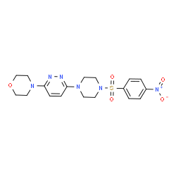 ChemSpider 2D Image | 4-(6-{4-[(4-Nitrophenyl)sulfonyl]-1-piperazinyl}-3-pyridazinyl)morpholine | C18H22N6O5S