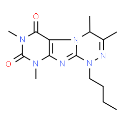 ChemSpider 2D Image | 1-Butyl-3,4,7,9-tetramethyl-1,4-dihydro[1,2,4]triazino[3,4-f]purine-6,8(7H,9H)-dione | C15H22N6O2