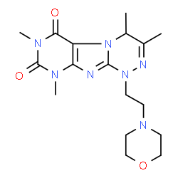 ChemSpider 2D Image | 3,4,7,9-Tetramethyl-1-[2-(4-morpholinyl)ethyl]-1,4-dihydro[1,2,4]triazino[3,4-f]purine-6,8(7H,9H)-dione | C17H25N7O3