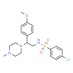ChemSpider 2D Image | 4-Chloro-N-[2-(4-methoxyphenyl)-2-(4-methyl-1-piperazinyl)ethyl]benzenesulfonamide | C20H26ClN3O3S