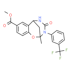 ChemSpider 2D Image | Methyl 9-methyl-11-oxo-10-[3-(trifluoromethyl)phenyl]-8-oxa-10,12-diazatricyclo[7.3.1.0~2,7~]trideca-2,4,6-triene-4-carboxylate | C20H17F3N2O4