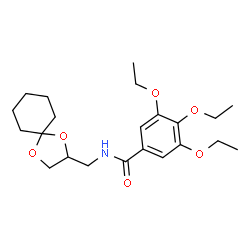 ChemSpider 2D Image | N-(1,4-Dioxaspiro[4.5]dec-2-ylmethyl)-3,4,5-triethoxybenzamide | C22H33NO6