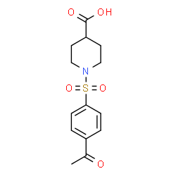 ChemSpider 2D Image | 1-[(4-Acetylphenyl)sulfonyl]-4-piperidinecarboxylic acid | C14H17NO5S