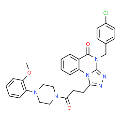 ChemSpider 2D Image | 4-(4-Chlorobenzyl)-1-{3-[4-(2-methoxyphenyl)-1-piperazinyl]-3-oxopropyl}[1,2,4]triazolo[4,3-a]quinazolin-5(4H)-one | C30H29ClN6O3