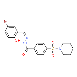 ChemSpider 2D Image | N'-[(Z)-(5-Bromo-2-hydroxyphenyl)methylene]-4-(1-piperidinylsulfonyl)benzohydrazide | C19H20BrN3O4S