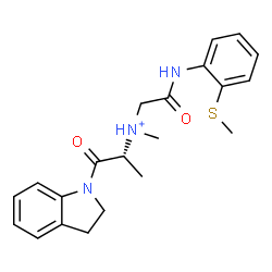 ChemSpider 2D Image | (2R)-1-(2,3-Dihydro-1H-indol-1-yl)-N-methyl-N-(2-{[2-(methylsulfanyl)phenyl]amino}-2-oxoethyl)-1-oxo-2-propanaminium | C21H26N3O2S