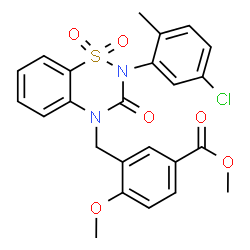 ChemSpider 2D Image | Methyl 3-{[2-(5-chloro-2-methylphenyl)-1,1-dioxido-3-oxo-2,3-dihydro-4H-1,2,4-benzothiadiazin-4-yl]methyl}-4-methoxybenzoate | C24H21ClN2O6S
