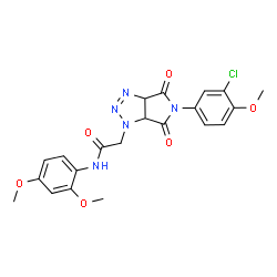 ChemSpider 2D Image | 2-[5-(3-Chloro-4-methoxyphenyl)-4,6-dioxo-4,5,6,6a-tetrahydropyrrolo[3,4-d][1,2,3]triazol-1(3aH)-yl]-N-(2,4-dimethoxyphenyl)acetamide | C21H20ClN5O6