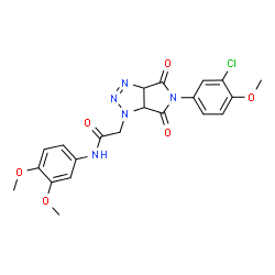 ChemSpider 2D Image | 2-[5-(3-Chloro-4-methoxyphenyl)-4,6-dioxo-4,5,6,6a-tetrahydropyrrolo[3,4-d][1,2,3]triazol-1(3aH)-yl]-N-(3,4-dimethoxyphenyl)acetamide | C21H20ClN5O6