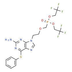 ChemSpider 2D Image | Bis(2,2,2-trifluoroethyl) ({2-[2-amino-6-(phenylsulfanyl)-9H-purin-9-yl]ethoxy}methyl)phosphonate | C18H18F6N5O4PS