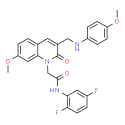 ChemSpider 2D Image | N-(2,5-Difluorophenyl)-2-[7-methoxy-3-{[(4-methoxyphenyl)amino]methyl}-2-oxo-1(2H)-quinolinyl]acetamide | C26H23F2N3O4