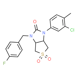 ChemSpider 2D Image | 1-(3-Chloro-4-methylphenyl)-3-(4-fluorobenzyl)tetrahydro-1H-thieno[3,4-d]imidazol-2(3H)-one 5,5-dioxide | C19H18ClFN2O3S