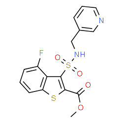 ChemSpider 2D Image | Methyl 4-fluoro-3-[(3-pyridinylmethyl)sulfamoyl]-1-benzothiophene-2-carboxylate | C16H13FN2O4S2