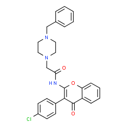 ChemSpider 2D Image | 2-(4-Benzyl-1-piperazinyl)-N-[3-(4-chlorophenyl)-4-oxo-4H-chromen-2-yl]acetamide | C28H26ClN3O3
