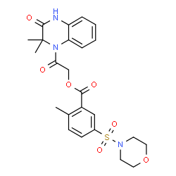 ChemSpider 2D Image | 2-(2,2-Dimethyl-3-oxo-3,4-dihydro-1(2H)-quinoxalinyl)-2-oxoethyl 2-methyl-5-(4-morpholinylsulfonyl)benzoate | C24H27N3O7S
