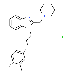 ChemSpider 2D Image | 1-[2-(3,4-Dimethylphenoxy)ethyl]-2-(1-piperidinylmethyl)-1H-benzimidazole hydrochloride (1:1) | C23H30ClN3O