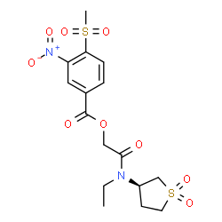 ChemSpider 2D Image | 2-{[(3R)-1,1-Dioxidotetrahydro-3-thiophenyl](ethyl)amino}-2-oxoethyl 4-(methylsulfonyl)-3-nitrobenzoate | C16H20N2O9S2