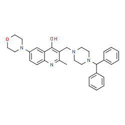 ChemSpider 2D Image | 3-{[4-(Diphenylmethyl)-1-piperazinyl]methyl}-2-methyl-6-(4-morpholinyl)-4-quinolinol | C32H36N4O2