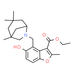 ChemSpider 2D Image | Ethyl 5-hydroxy-2-methyl-4-[(1,3,3-trimethyl-6-azabicyclo[3.2.1]oct-6-yl)methyl]-1-benzofuran-3-carboxylate | C23H31NO4