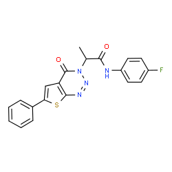 ChemSpider 2D Image | N-(4-Fluorophenyl)-2-(4-oxo-6-phenylthieno[2,3-d][1,2,3]triazin-3(4H)-yl)propanamide | C20H15FN4O2S