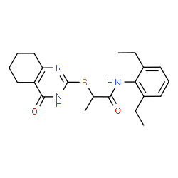 ChemSpider 2D Image | N-(2,6-Diethylphenyl)-2-[(4-oxo-1,4,5,6,7,8-hexahydro-2-quinazolinyl)sulfanyl]propanamide | C21H27N3O2S